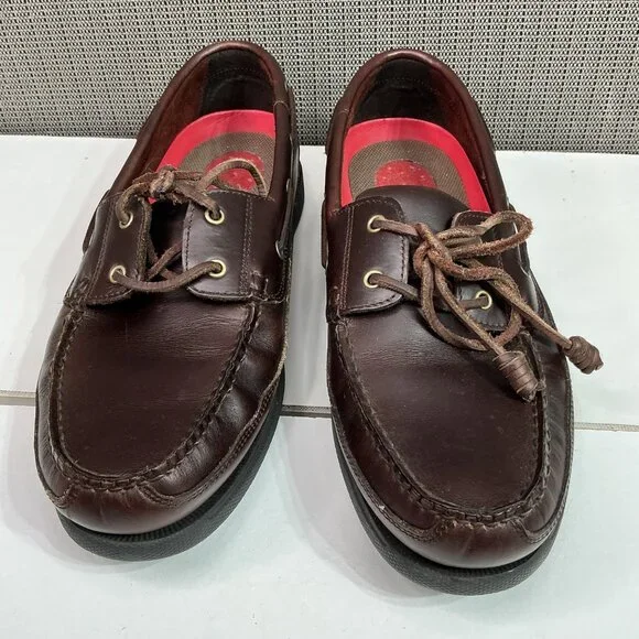 G.H. Bass & Co. Harry II Mens Brown Leather Boat Shoes 12M Rubber Sole - Picture 2 of 8